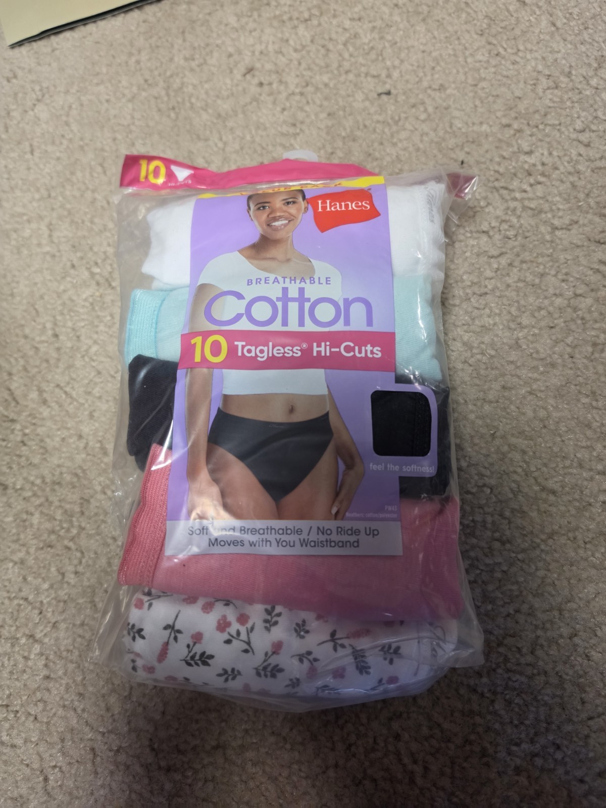 Hanes Tagless Hi Cut 9Pack Women’s Panties (Size 9/2xl) Cotton