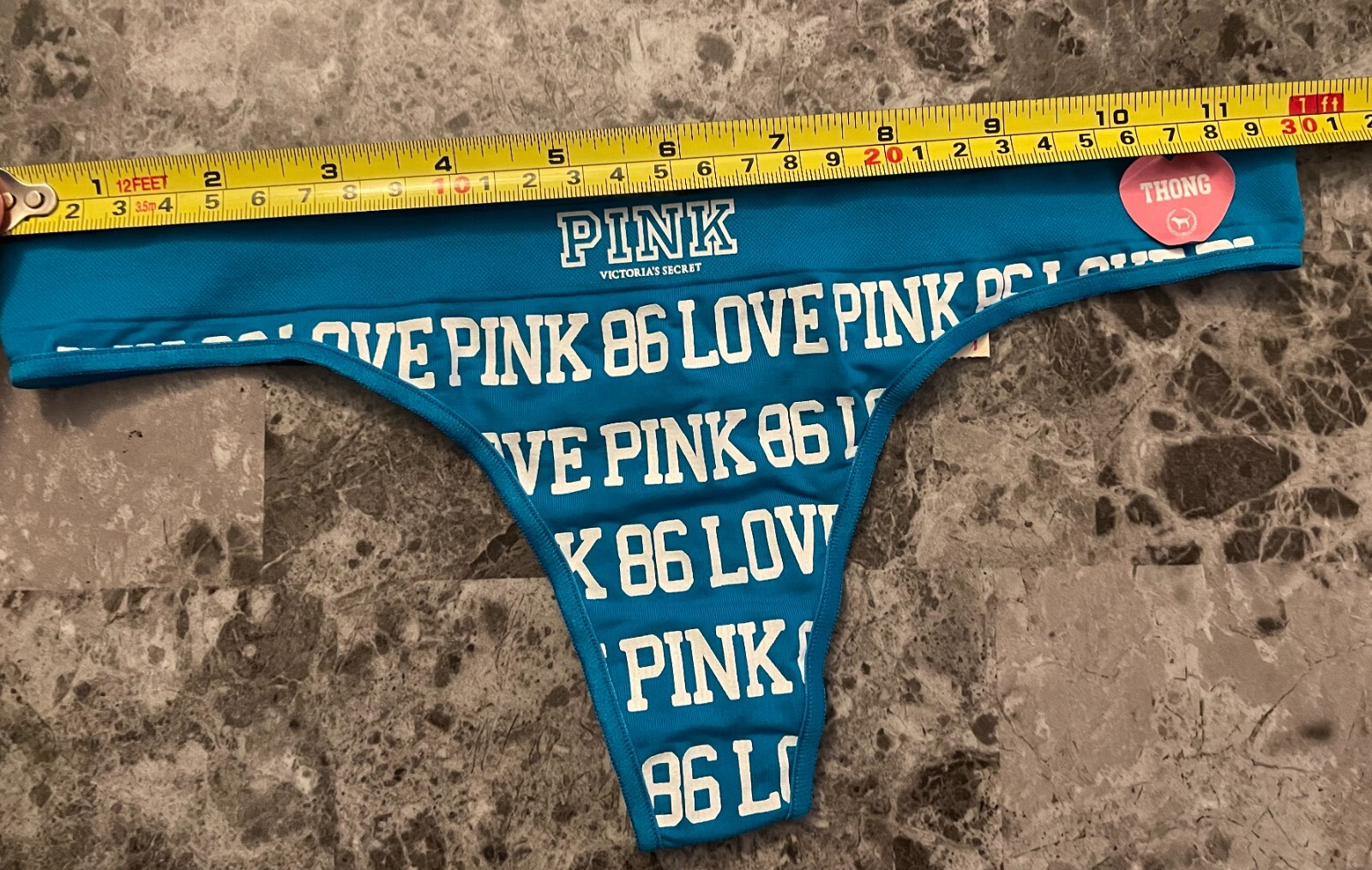 NWT VICTORIA’S SECRET PINK M RUNS SMALL BLUE SEAMLESS VINTAGE RARE THONG PANTIES