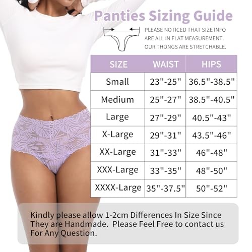 High Waisted Lace Thongs Large Black*1 Grey*1 Nude*1 Light Purple*1 Pink*1