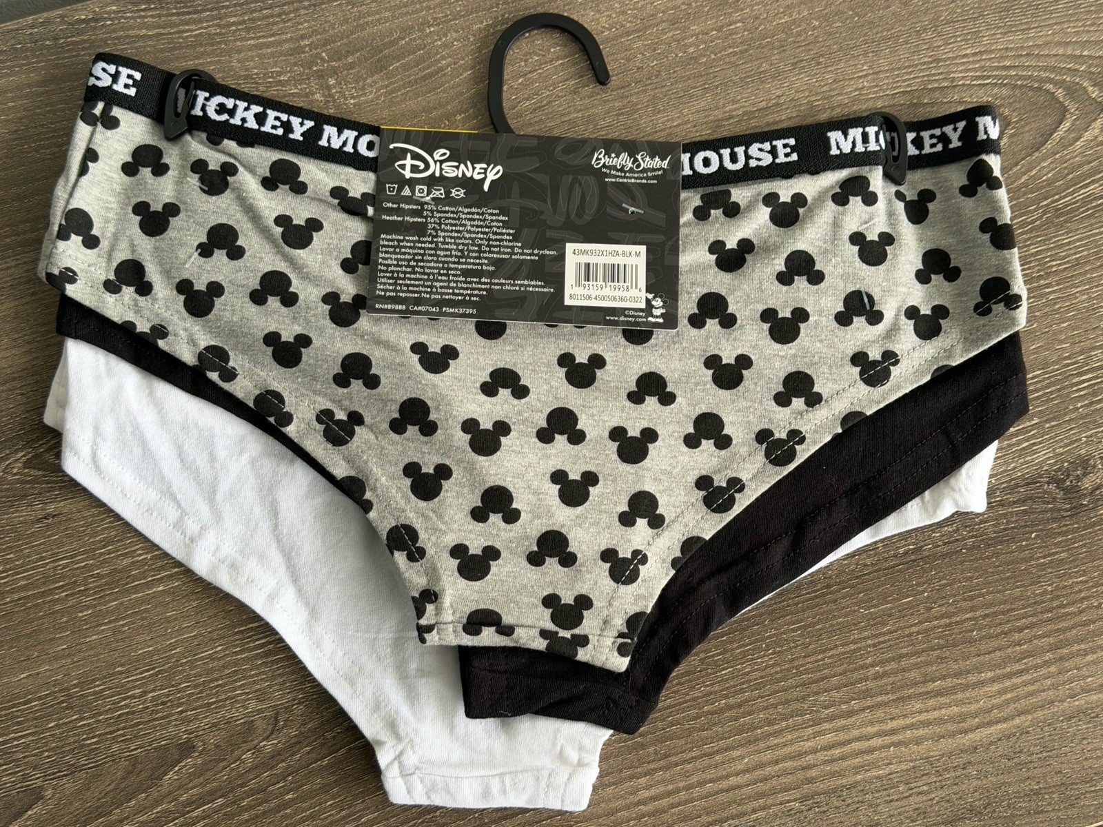 DISNEY Mickey Mouse 3 Pack Hipster Size: M New!