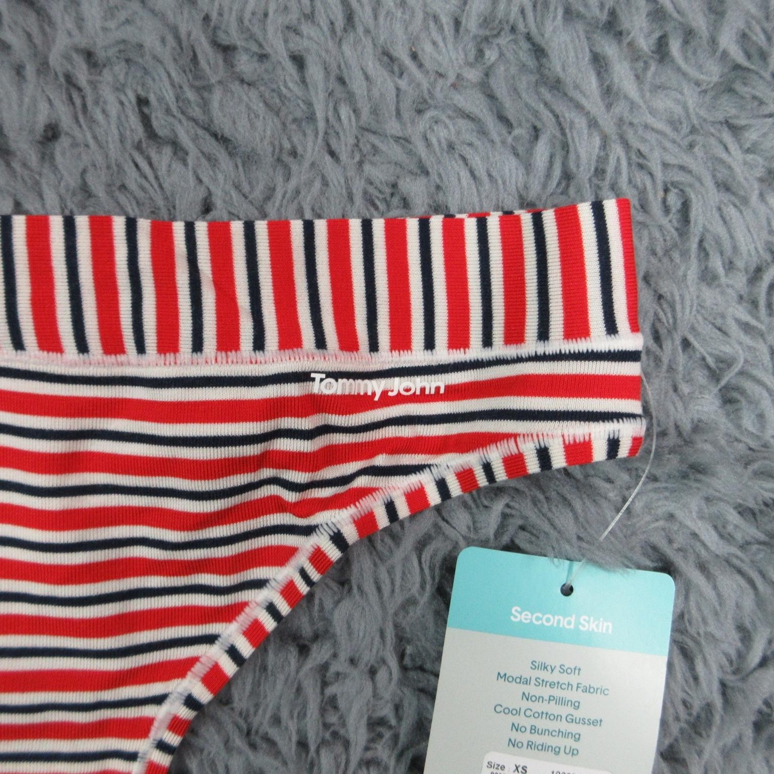 Tommy John Thong Panties Womens XS Multicolor Striped Modal Second Skin NWT