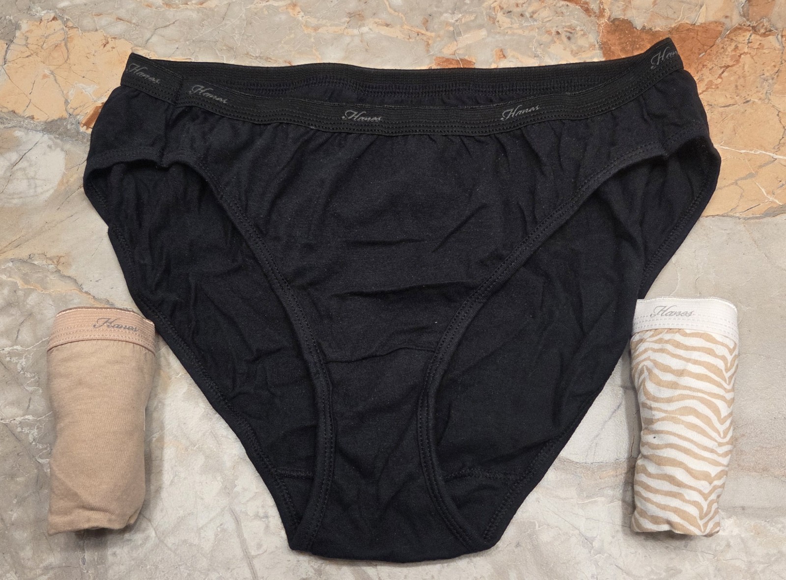 Hanes Womens Size 7/L No RIDE UP Bikini Panties Cotton 3 Pairs New