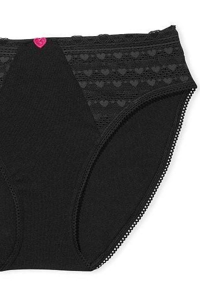 M L XL XXL Black Heart Lace Cotton Victorias Secret HighLeg Waist Brief Panty