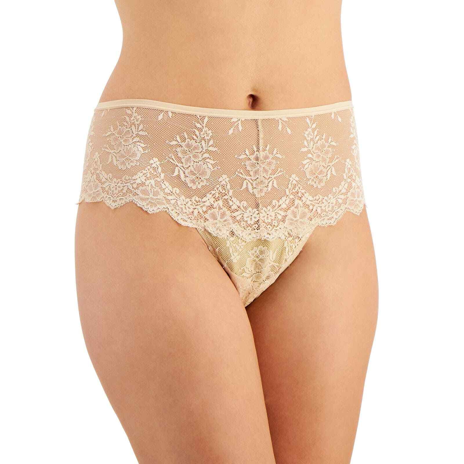 INC International Concepts High-Waist Lace Thong, Almond Latte NWT $15 X-Large