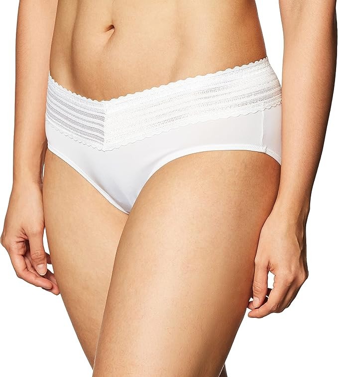 WARNER’S Dig-free Comfort Waist With Lace Microfiber Hipster WHITE L