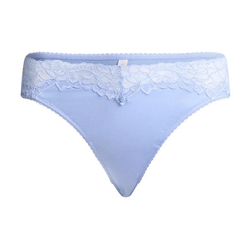 Joyspun Women’s White & Blue Satiny Soft Thong “I Do” Bridal Set Underwear 2pc