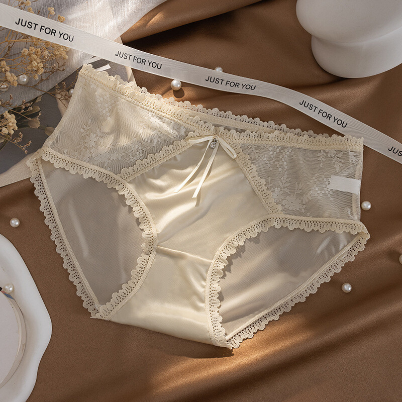 5PCS/LOT Sexy Womens Satin Panties Brief Lace Ladies French Underwear Lingeries