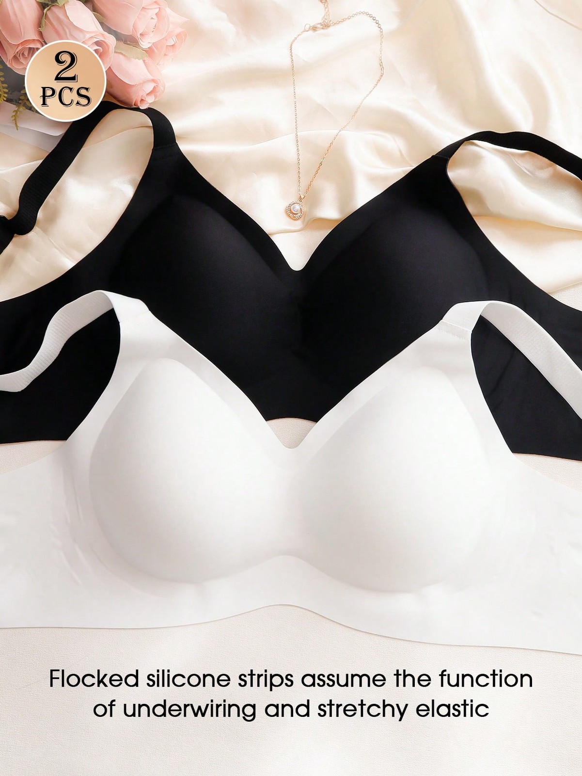 2 Pack Seamless Plus Size Women Jelly Stripe Soft Support Cheap24