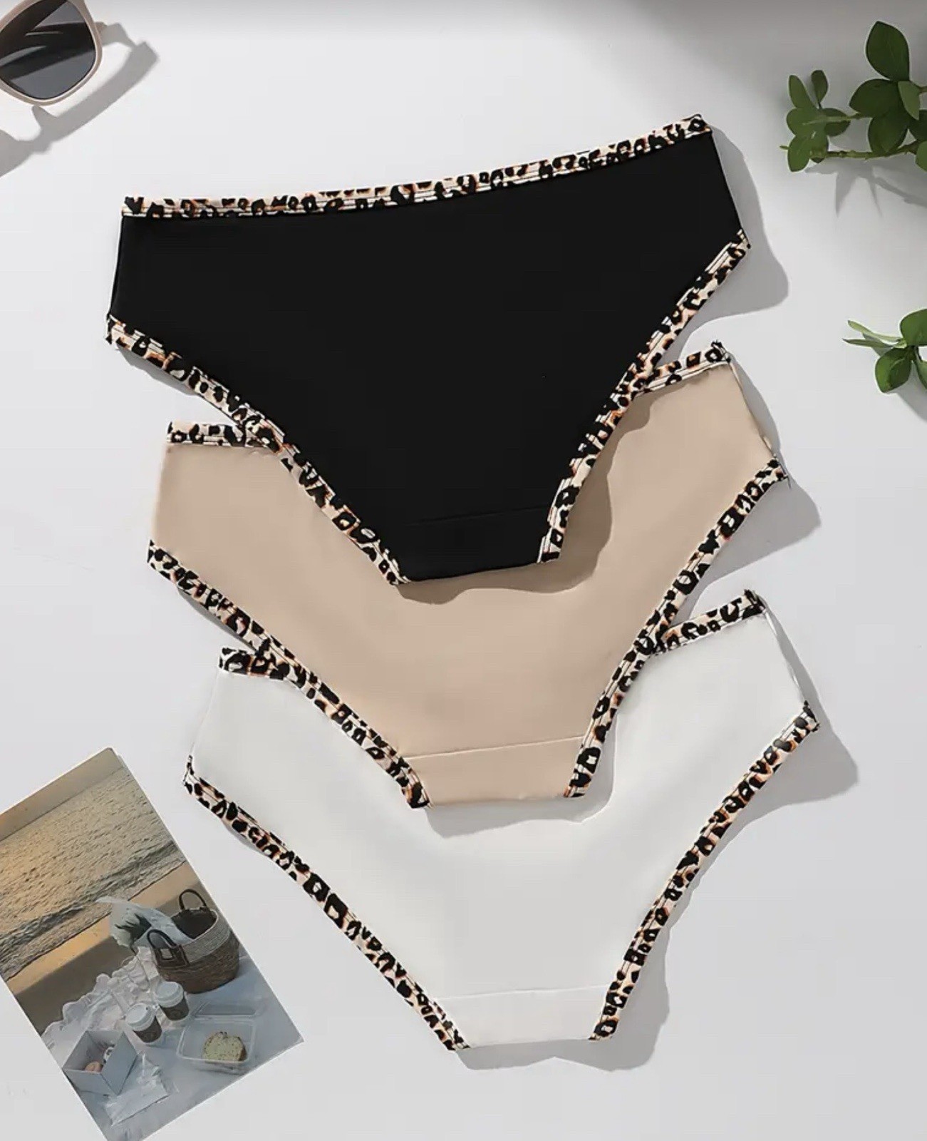 Women’s Stretch Briefs Panties Solid Animal Print Rims Breathable 3pk Large