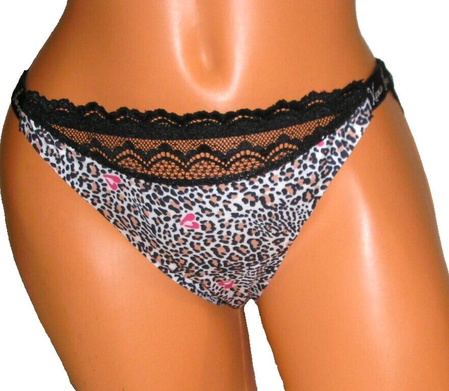 Panties Lingerie XOXO Love Animal Print Mesh Back String Bikini 1X Adult Gift