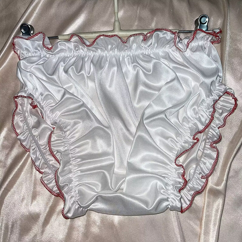 Women’s Men’s Faux Satin Silk Panties Briefs Underpants Ruffles Stretch Princess