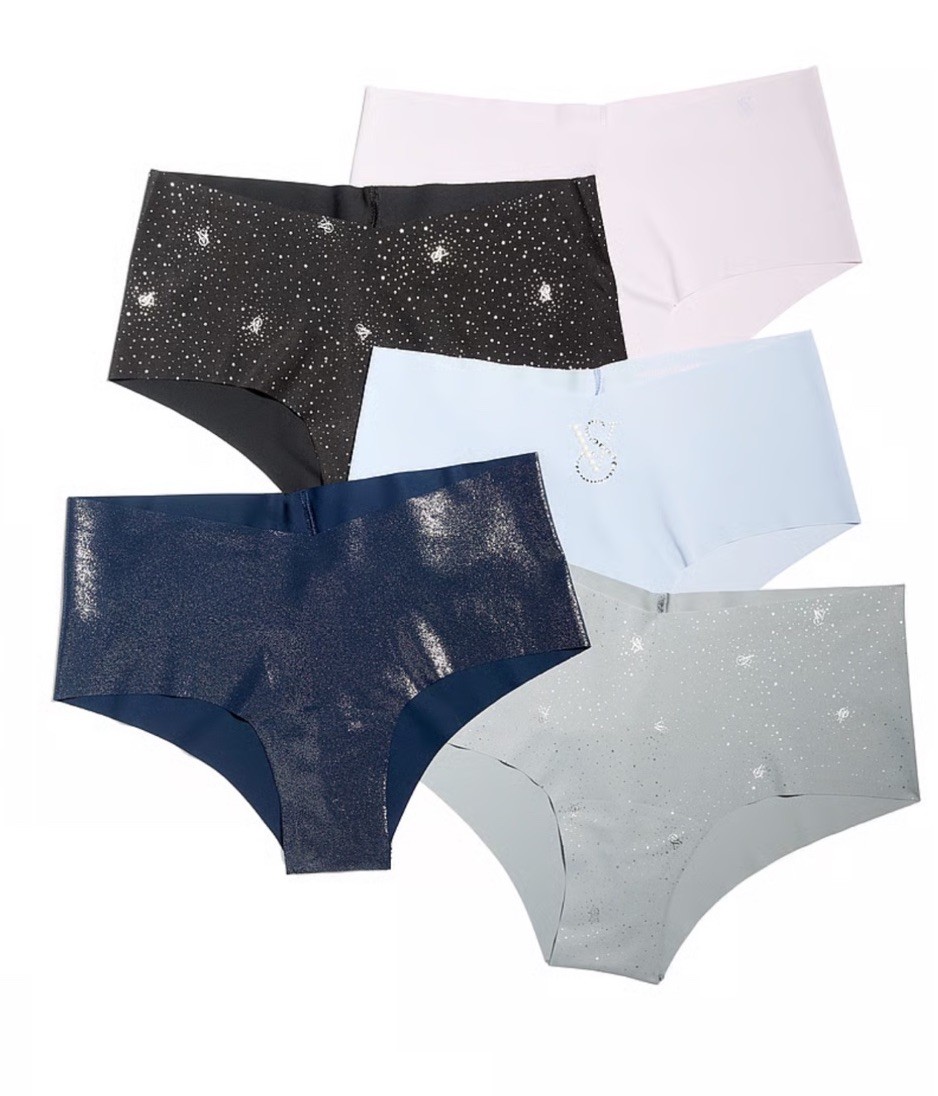 Victoria Secret Cheekster Panties 5 Pairs No Show Cheeky Panty Pack Logo Shine L