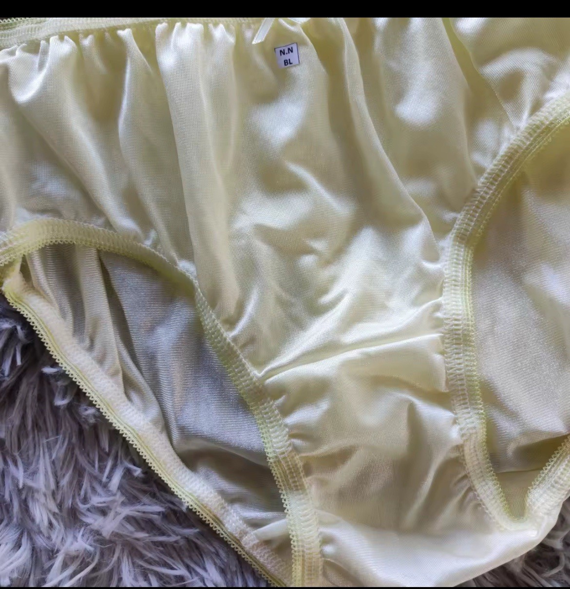 Women Bikini Yellow Nylon Briefs Soft L Waist 28-32 Hip 32-38 Pack of 3