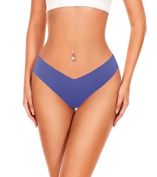 Seamless Thongs For Women V-waisted No Show Thong Medium Multicolored-b1-6pack