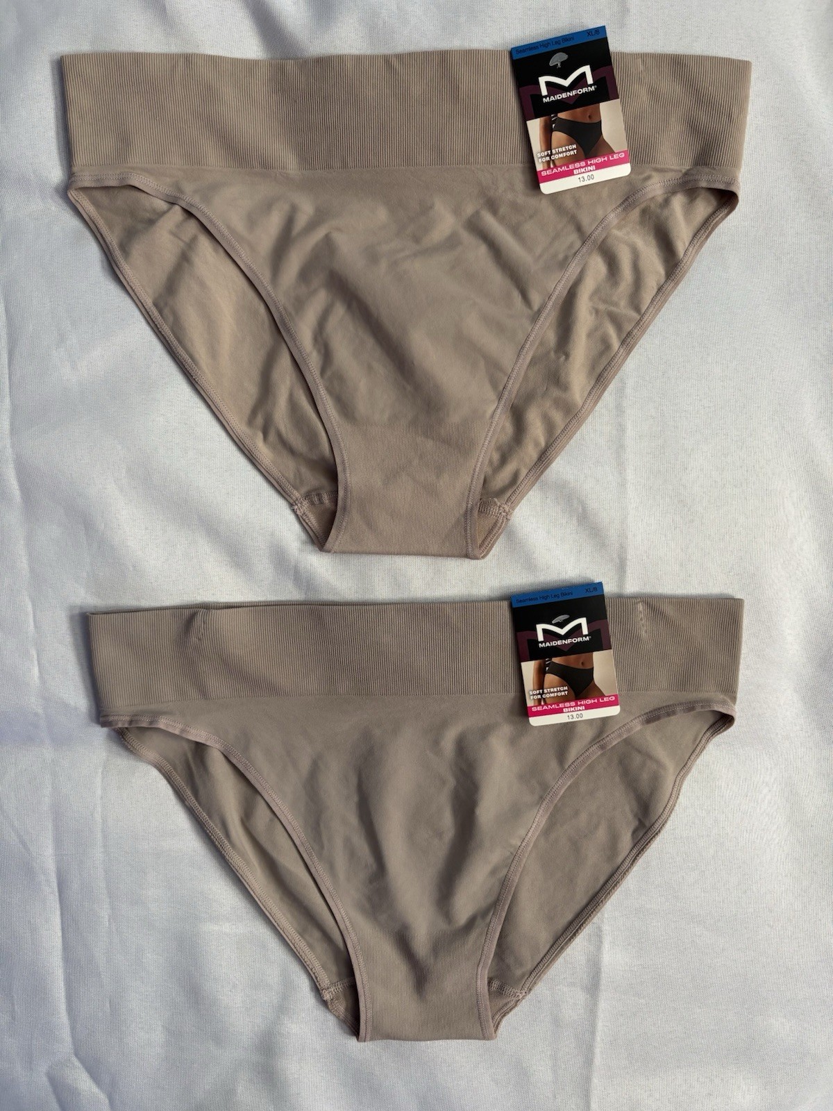 NEW Maidenform Seamless High Leg Bikini Tan Women’s DM2317 Size Xlarge 2 Pair