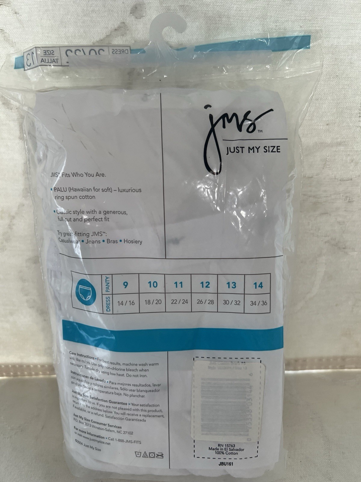 Just My Size 3 Pack White Cotton Briefs Size 13 Slightly Imperfect