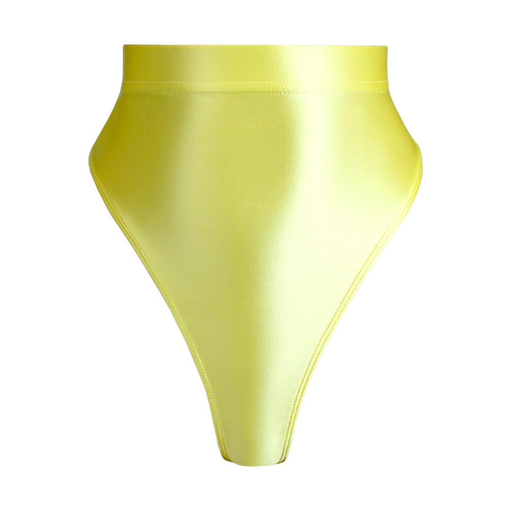 Women Sexy Shiny High-Waisted Panties Glossy Gymnastics Briefs Inner Outer Wear