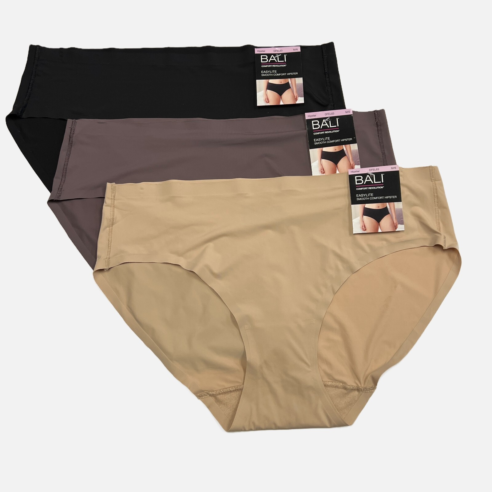 Bali Easylite Hipster Panty M 6 MEDIUM 3 Pack Panties DFEL63 Seamless Underwear