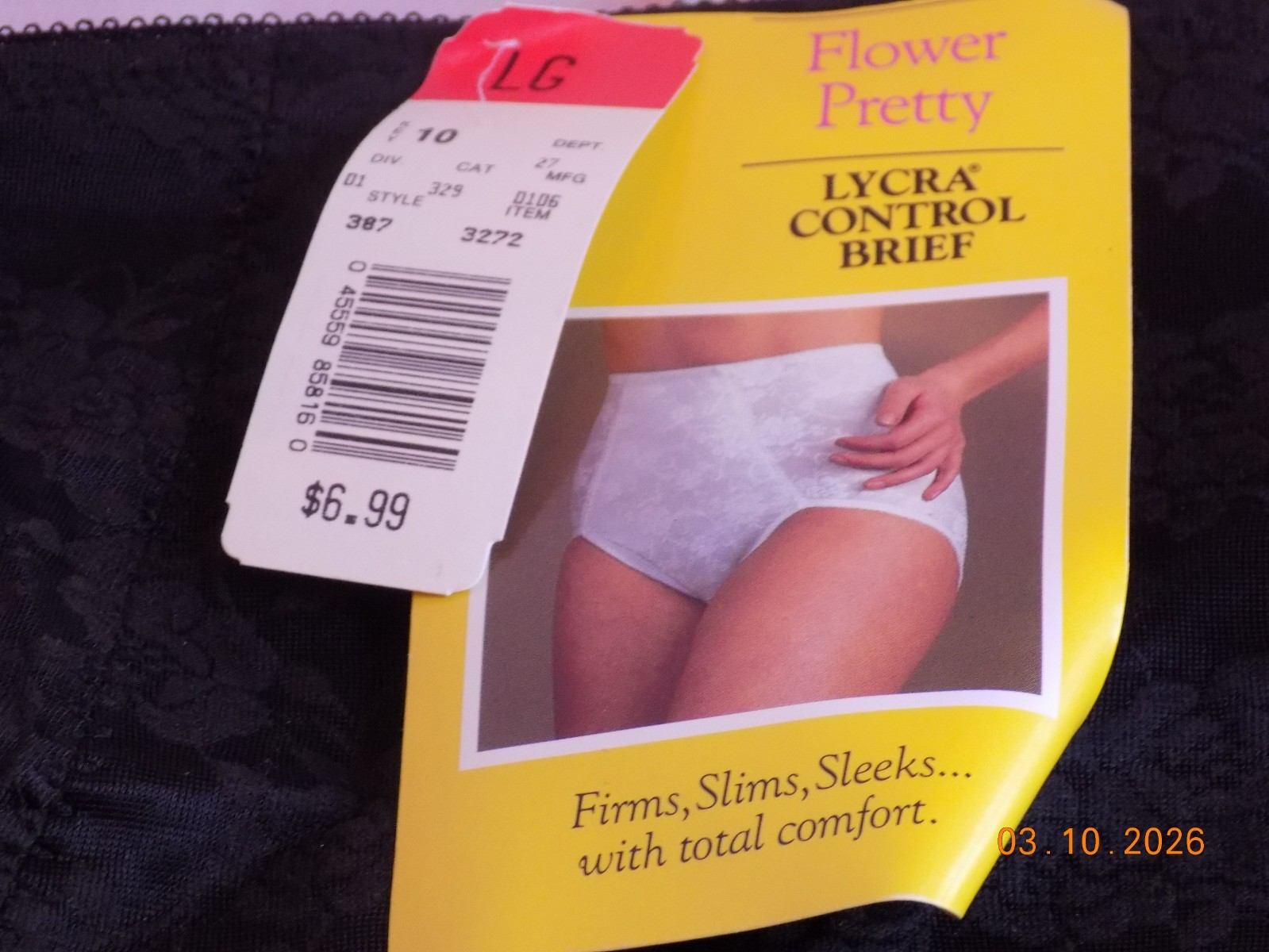 New vintage women’s Lyrica Flower Pretty Control Top Brief size L