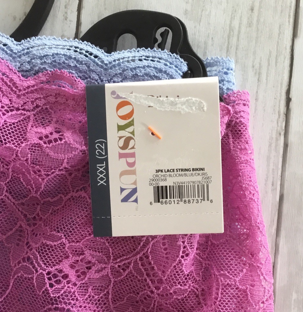 Joyspun Scalloped Lace String Bikini Panty 3-Pack Pink/Blue/Navy Size XXXL (22)