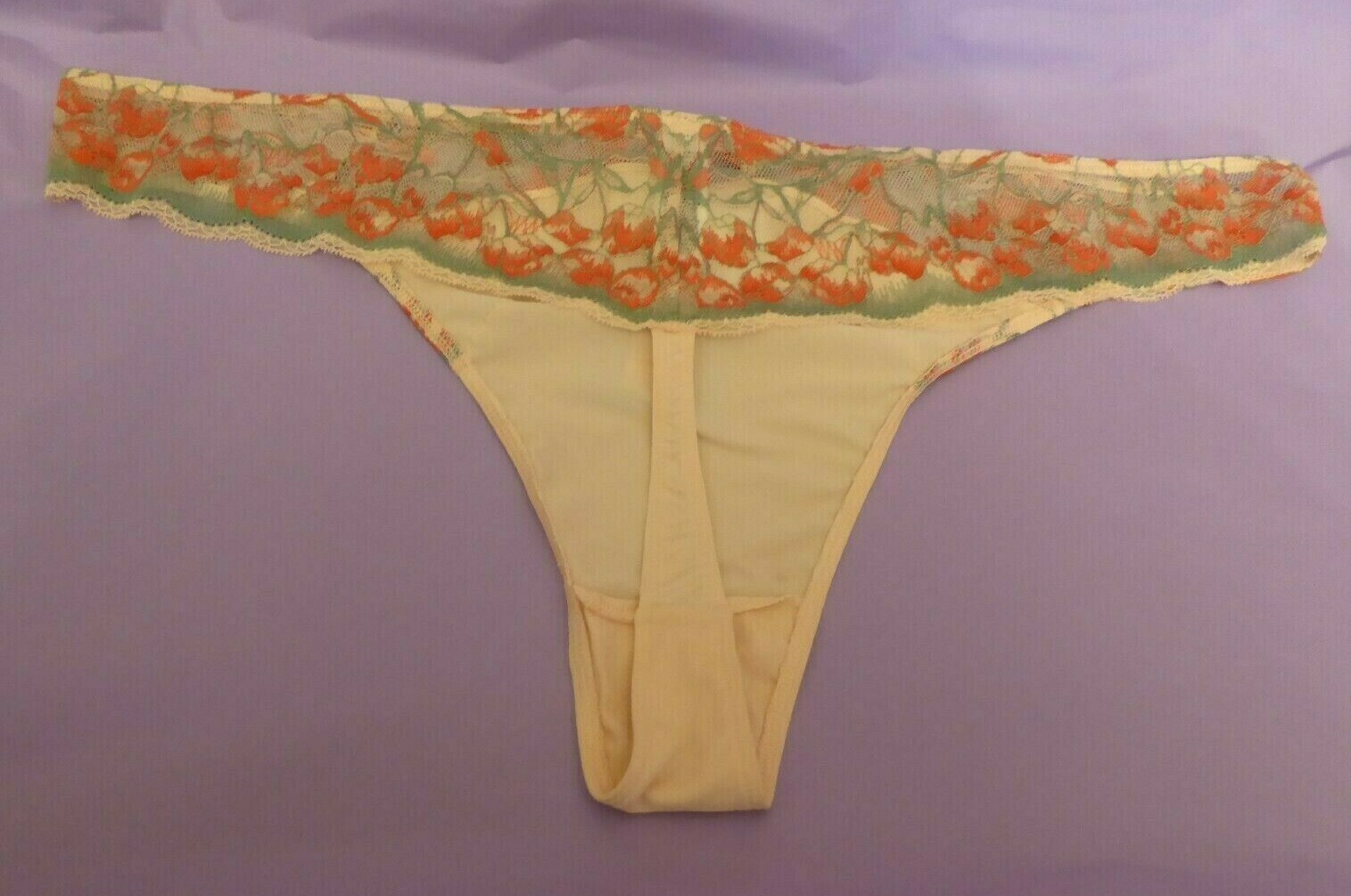 Marks & Spencer new apricot mix thong knickers G-string with lace detailing