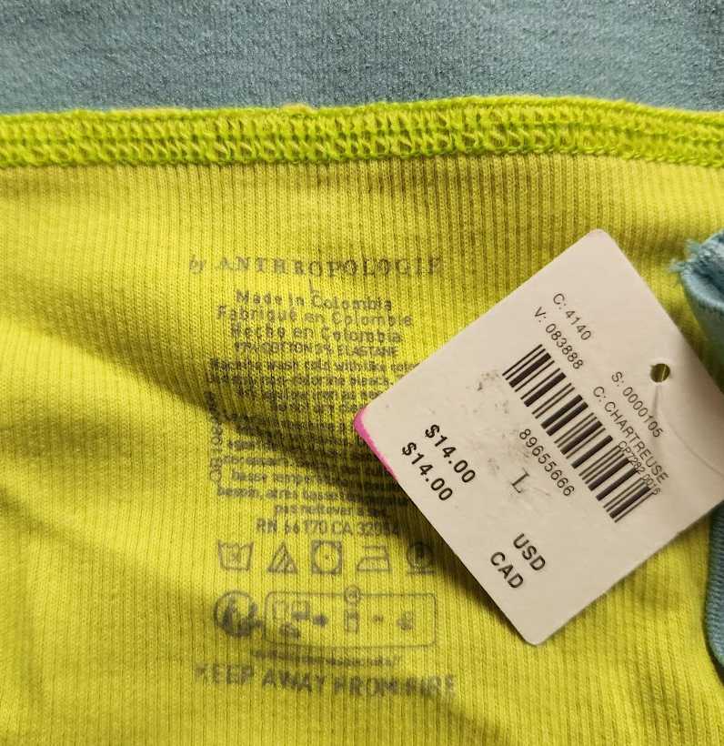 New women’s S M XL By Anthropologie ribbed cotton bikini panty Chartreuse