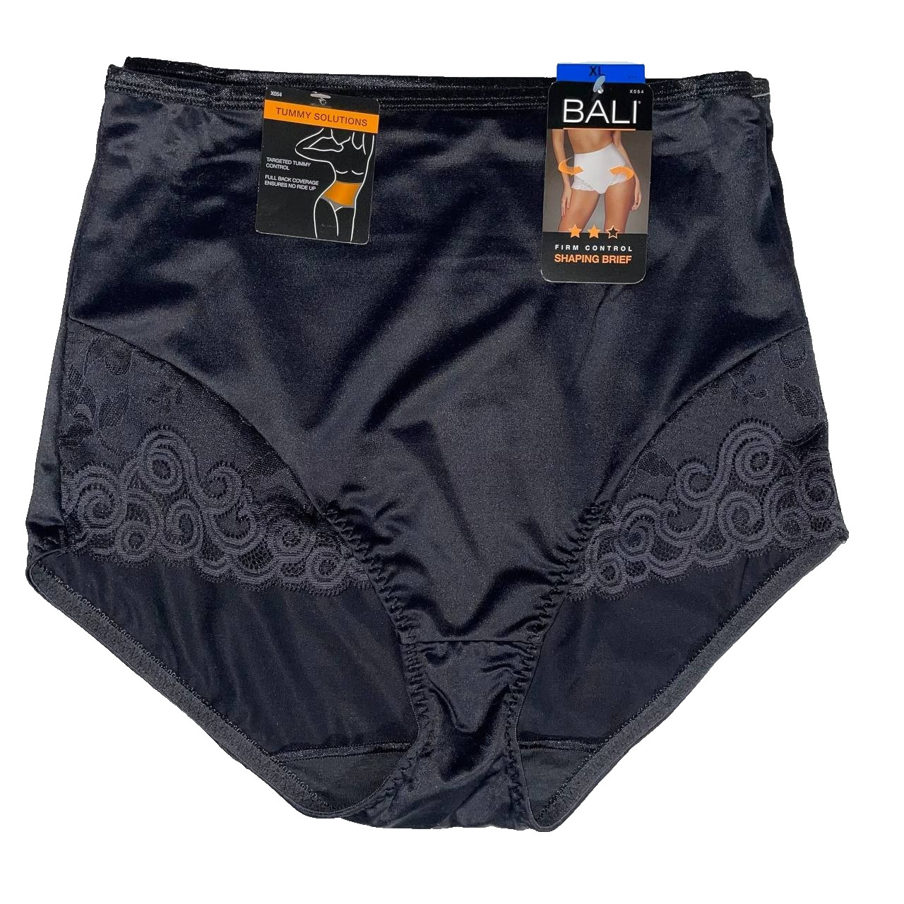 Bali Tummy Solutions Firm Control Lace Trim Shaping Briefs Black 2 Pair $37