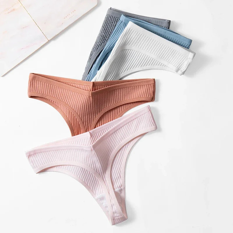 Cotton Thong Panties Low Rise Women’s Breathable Soft Stretch Underwear 10 Pcs