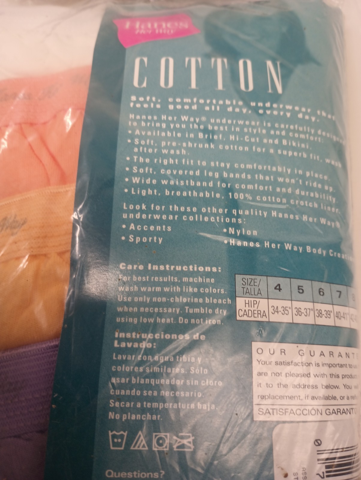 Vintage Hanes Her Way Cotton Bikini Briefs 7 Pairs Pack Size 7 Low Rise