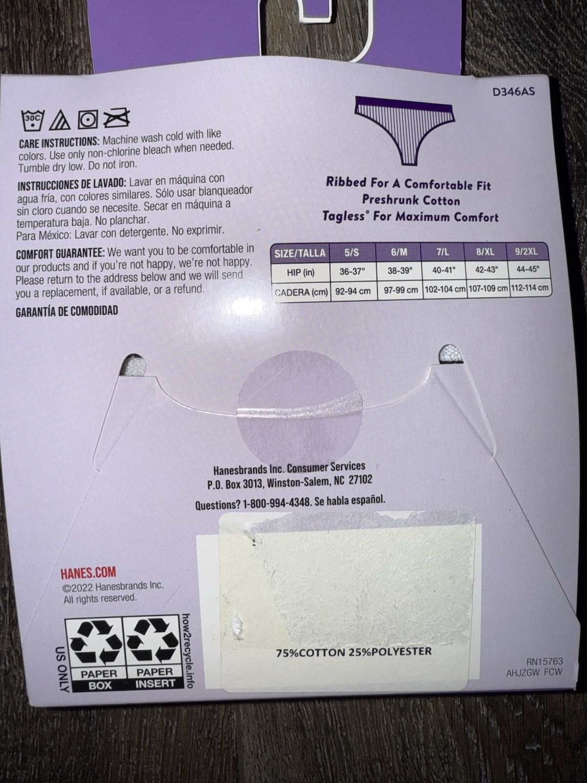 Hanes ~ 3-Pair Womens Thong Underwear Cotton Blend Black Ribbed ~ XL/8