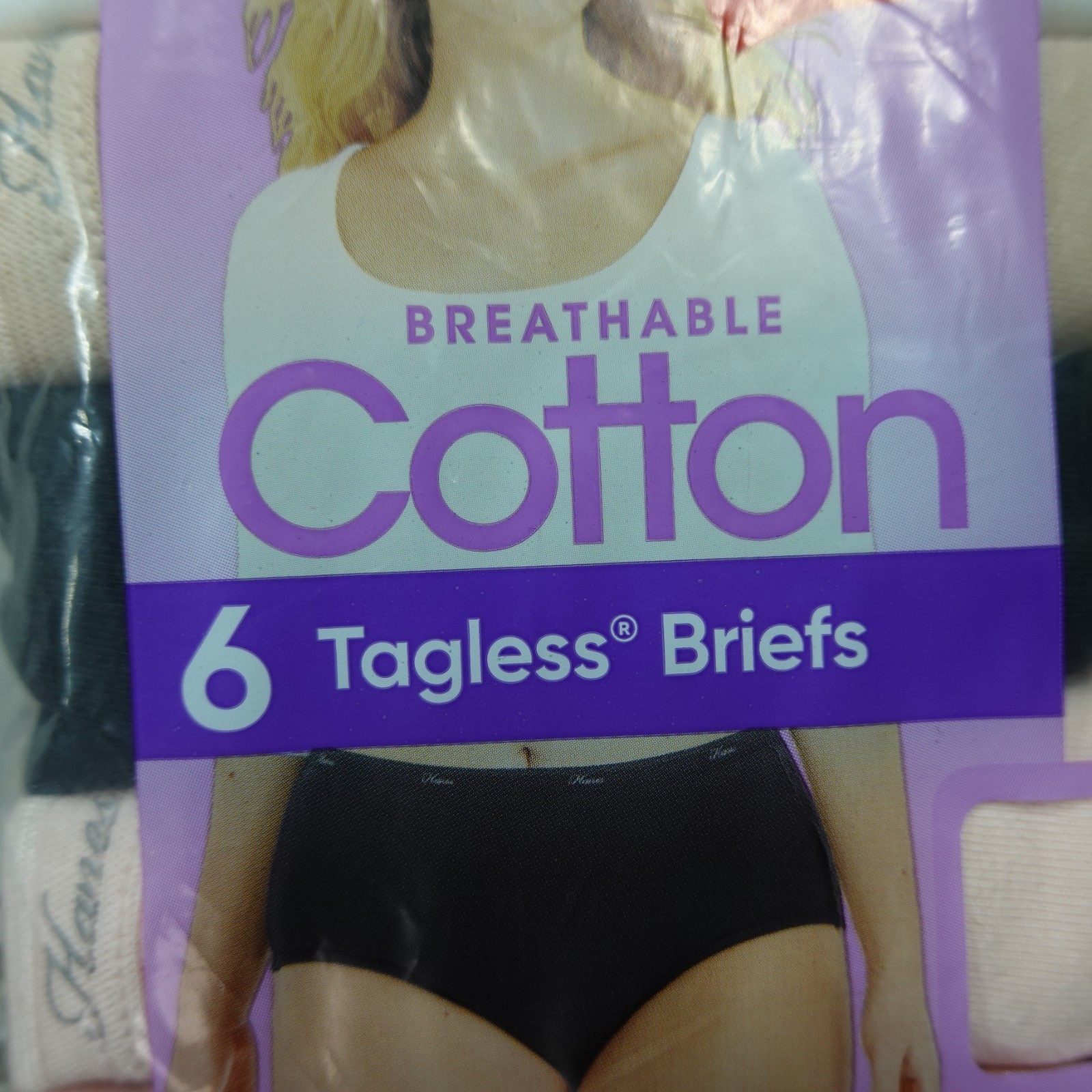 Hanes Underwear Womens 7 Large Briefs Solid Breathable Cotton Tagless 6 Pairs