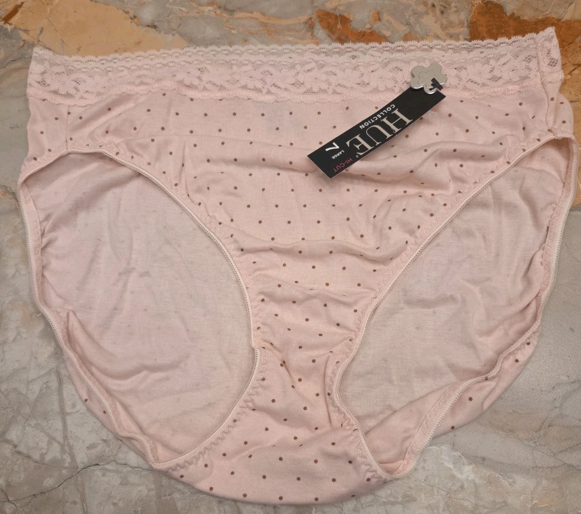 Hue Collection Pima Cotton Hi Cut Panties Lg 7 Pink NWT