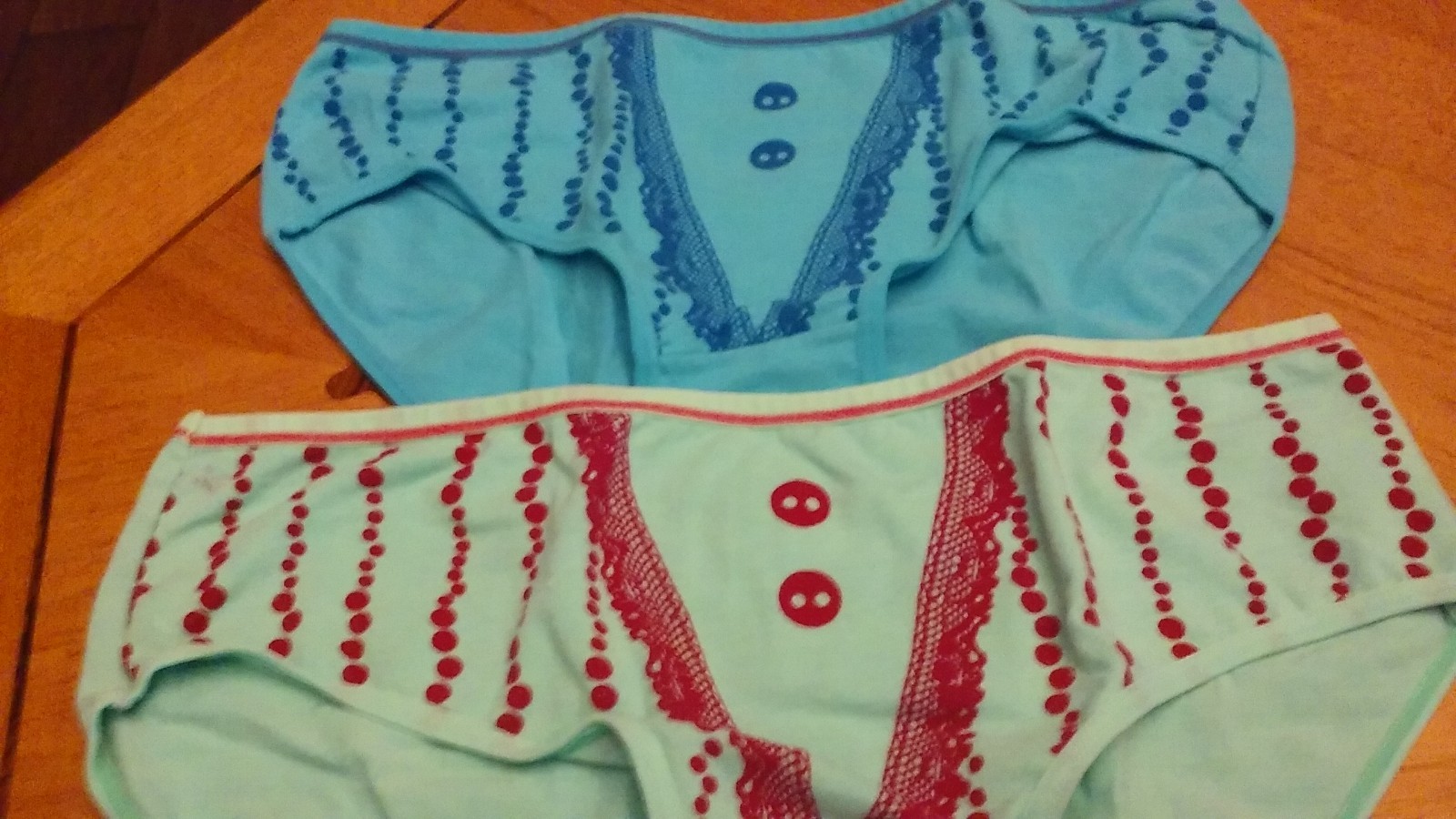 Angelina Brand Panties (2) Blue & Green w/ Cute Front Print Hipster Underwear XL