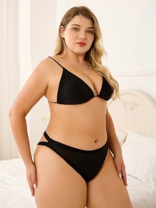 Women’s Plus Size Low Rise Crisscross Back Cut Out Panties 4X-Large Plus Black