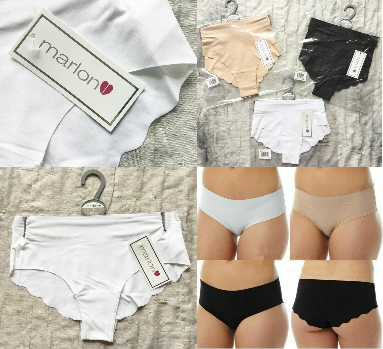 Briefs Knicker Marlon No VPL White Laser Cut UK 8 F4
