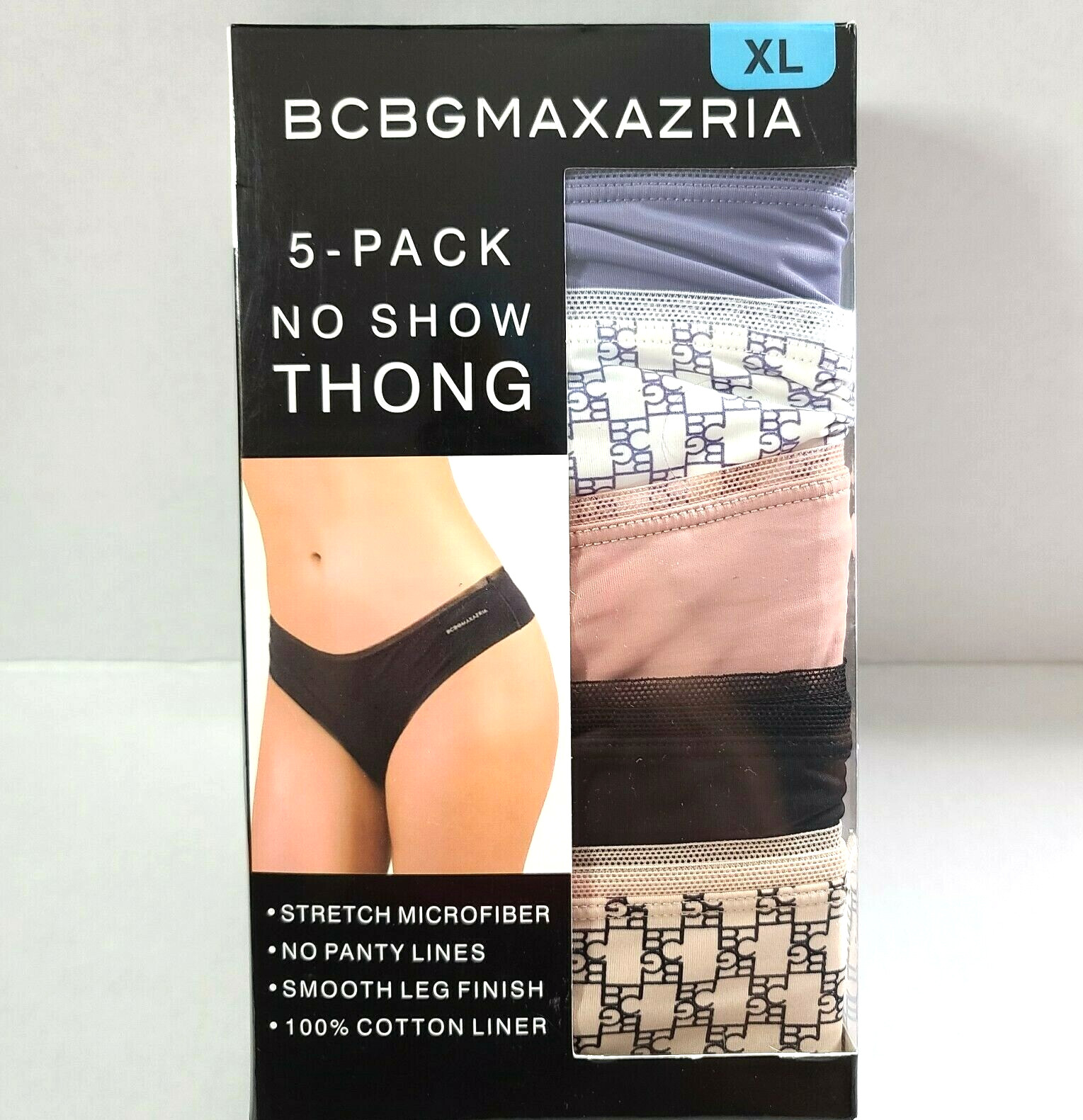 BCBG Maxazria Women’s No Show Thongs 5-Pack Panty Underwear XL Multi Colors NEW