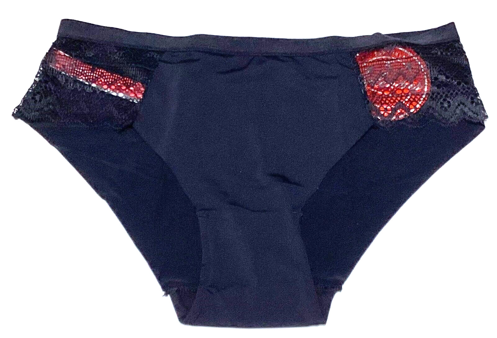 large – NWT Splendies black hipster panty mesh sides $12 tag (d246)