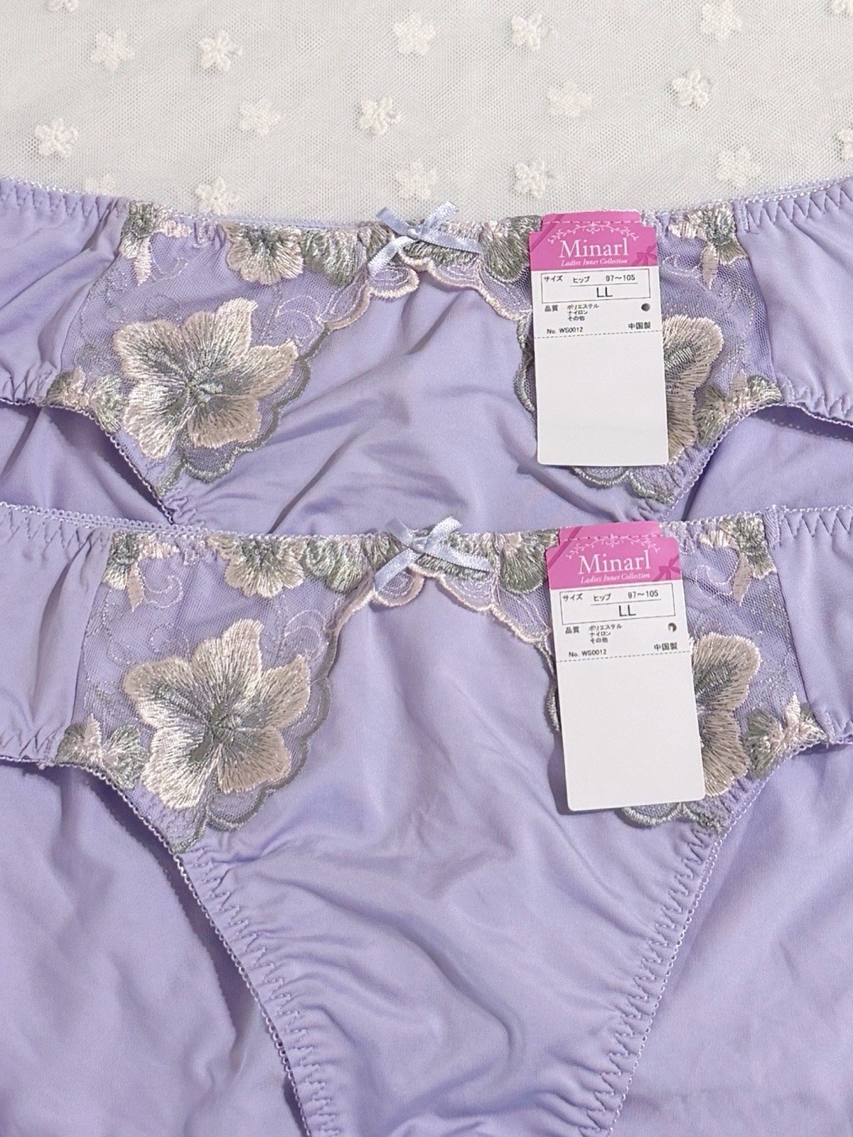 US-M/JP-LL Japanese Brand Classic Floral Embroidery Smooth Nylon Panties NWT