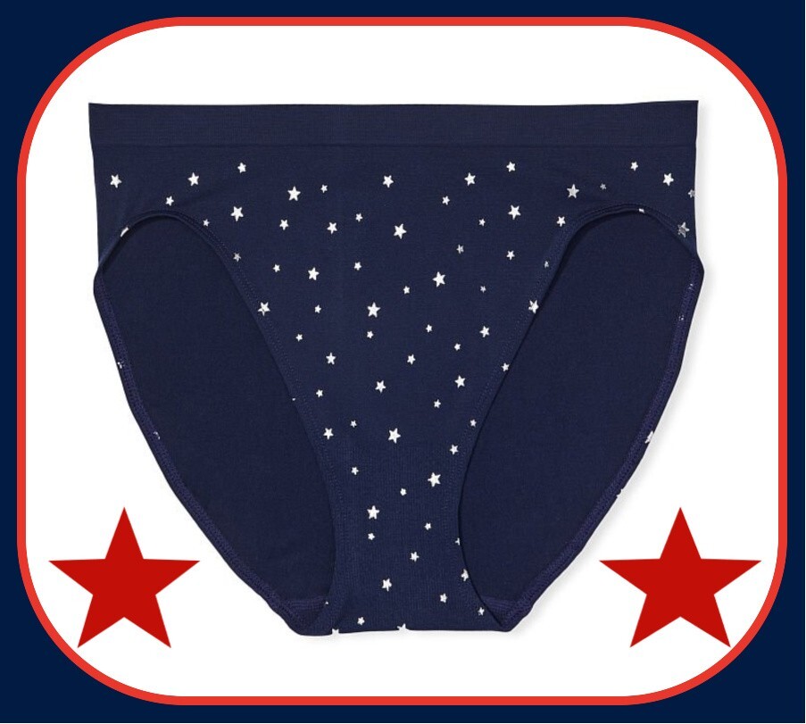 XXL Navy Star SHINE SEAMLESS NO SHOW Victorias Secret High Leg Waist Brief Panty