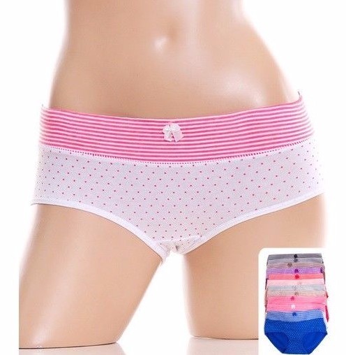 B11 Grace Yellow Pink Red Black Blue Polka dot cotton bikini panties S M L XL