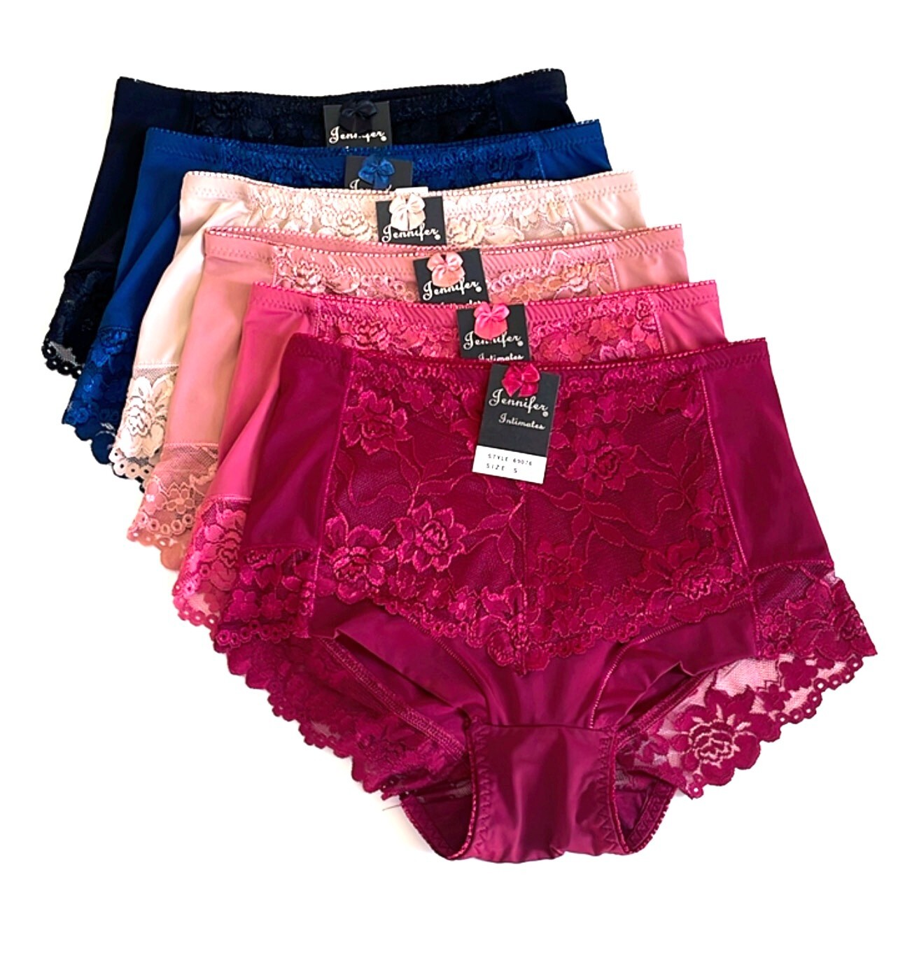 Lot 6 Briefs High Waist Light Tummy Control Full Coverage Lace Girdle Panty 2XL