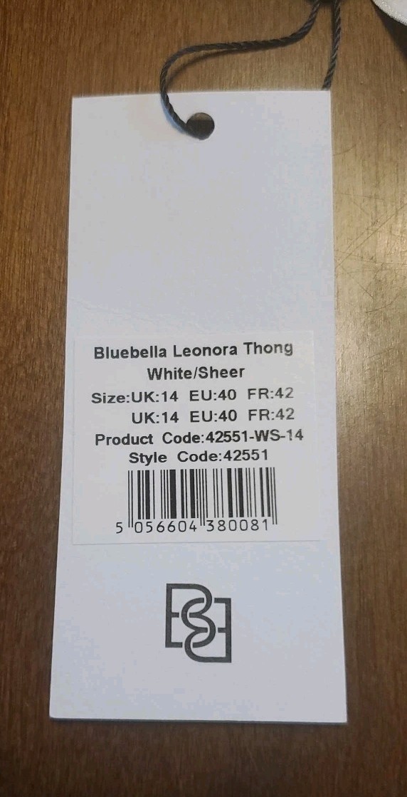 Bluebella Leonora Thong Panty White Sheer Size US 10 UK 14 EU 40 FR 42
