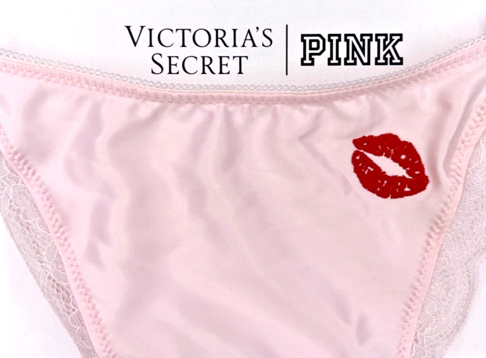 Victoria’s Secret Tease NWT Large Pink Satin Kiss High Leg Thong Panty Sexy Bow