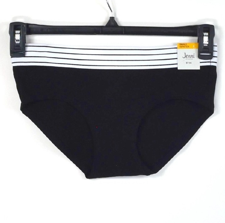 Jenni Intimates – Plus Size 1X Lace-Trim Hipster Underwear Black Retro Waistband