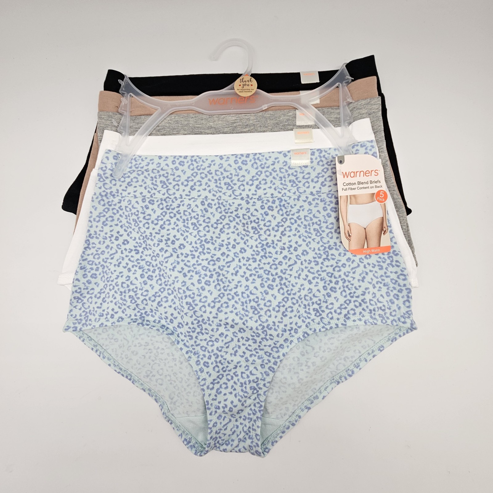 WARNERS 5 Pk Womens S M L XL Wide Waistband Cotton Briefs Black Beige Gray White