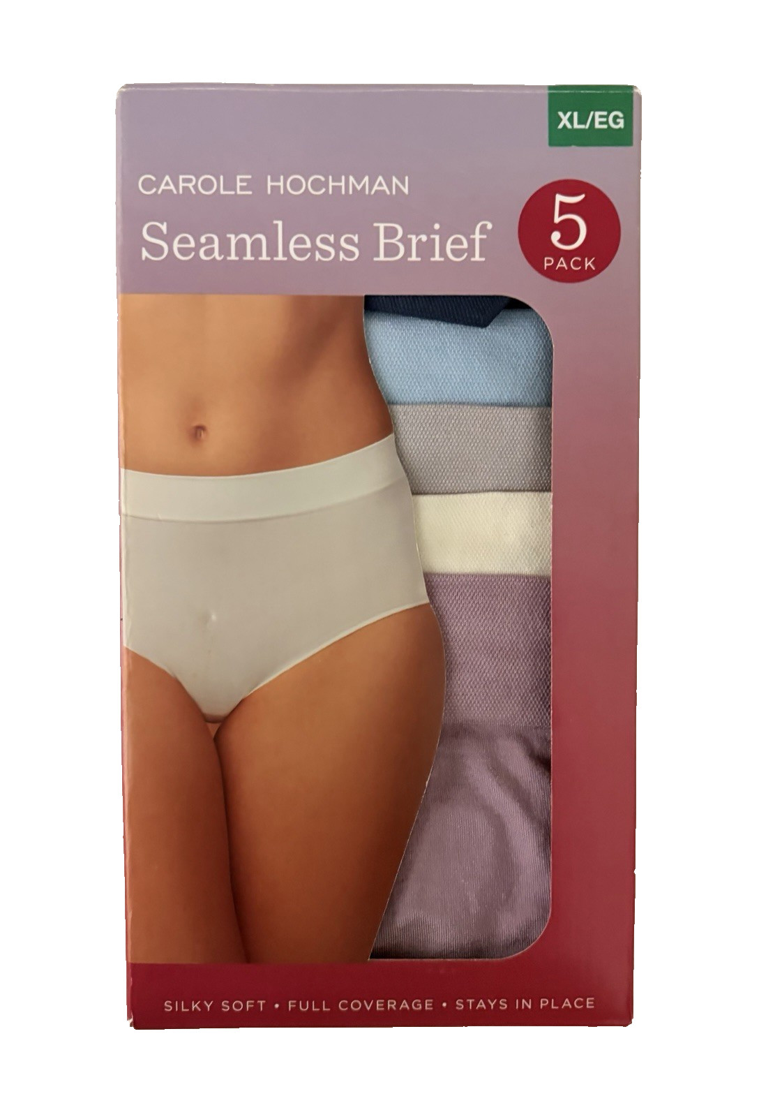 New Carole Hochman Women’s 5-Pack Seamless Brief Panties Large Multi