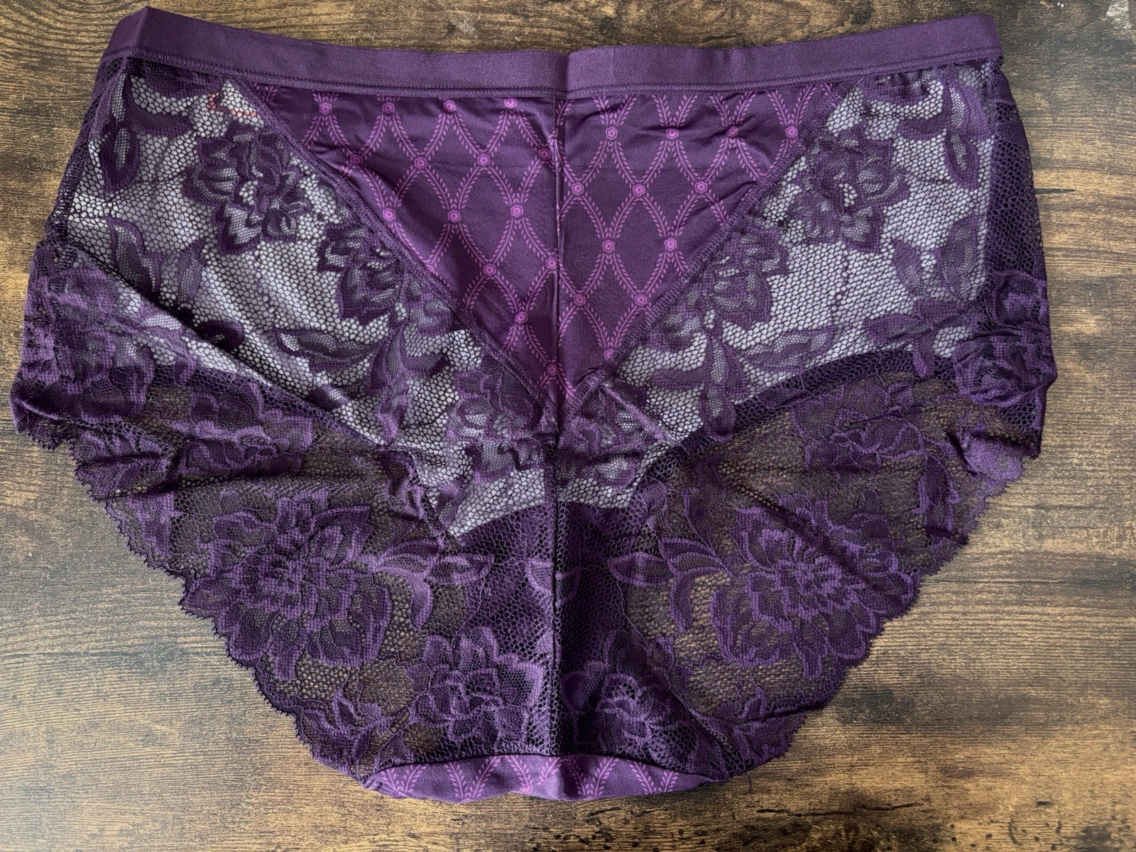 Plus Size 18/20 Lane Bryant Cacique No Show Lace Full Brief Panty Eggplant Royal