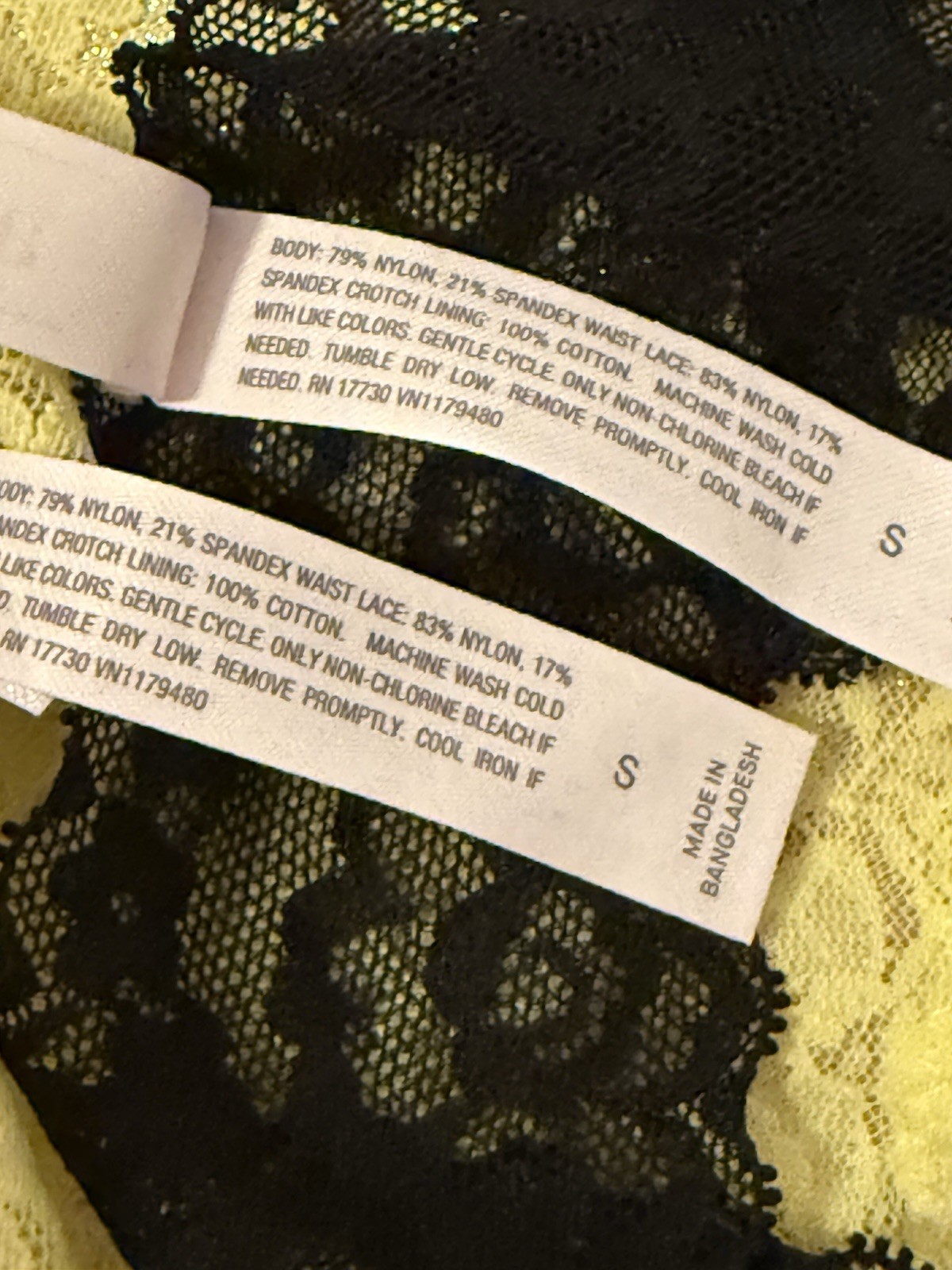 NWT 7 Pack Auden Lace Stretchy Thong Panties Black Yellow Size Small (4-6)