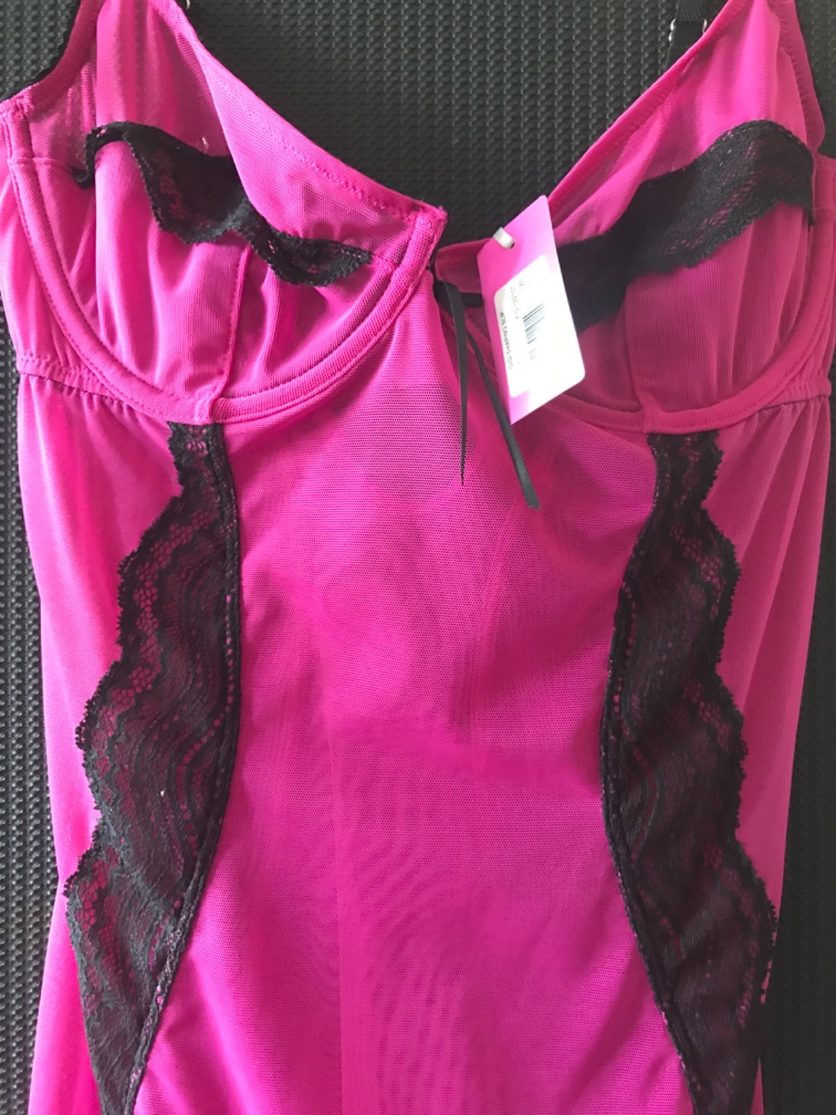 Midnight grace shaping slip magenta @black incudes suspenders removable UK 32DD