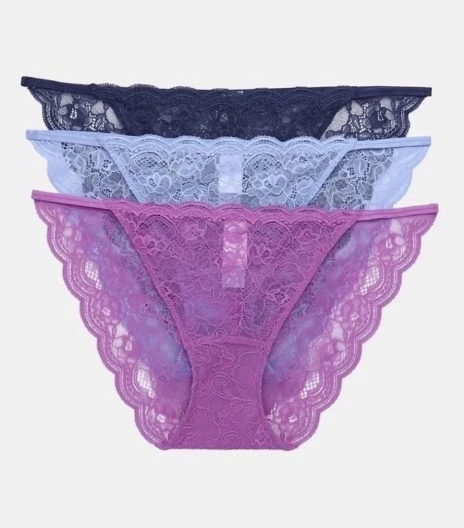 Joyspun Scalloped Lace String Bikini Panty 3-Pack Pink/Blue/Navy Size XXXL (22)